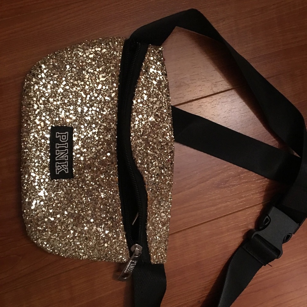 Pink VS Gold Glitter Fanny Pack New